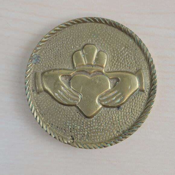 Brass Irish Claddagh | Authentic Vintage Decor | Friendship Gift - Picture 3 of 9